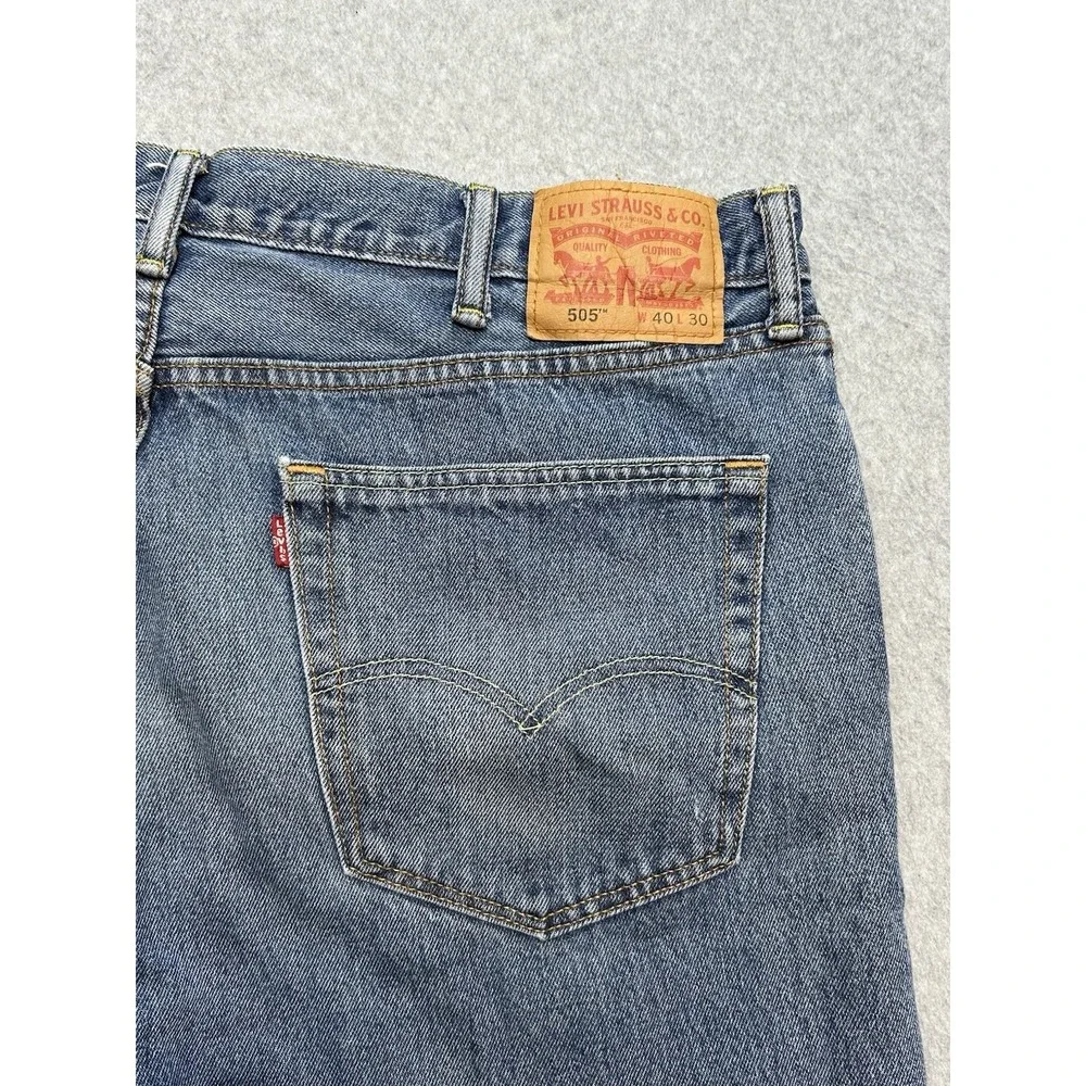 Levi 505 Regular Fit Jeans Sz 40x30 Mens Blue‎ Grunge Straight Leg Denim Pants